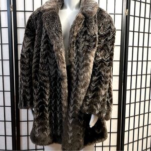 Style VI Ltd. Faux Fur Coat Herringbone Pattern